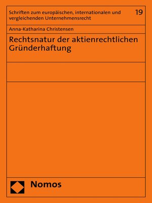 cover image of Rechtsnatur der aktienrechtlichen Gründerhaftung